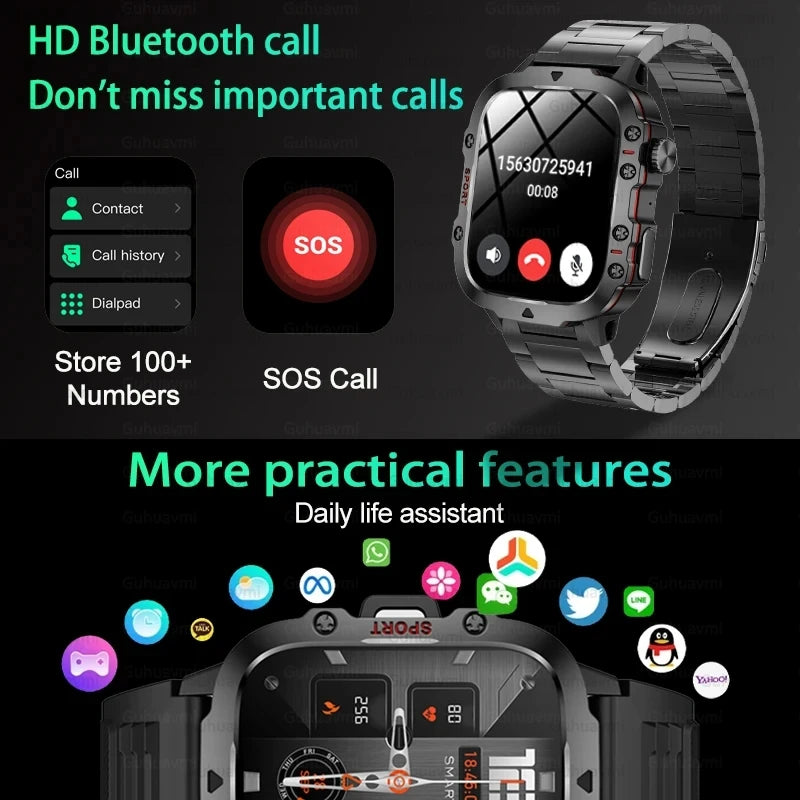 For Xiaomi Military GPS Tracker Smart Watch Men IP68 5ATM Outdoor Sports Fitness Tracker Health Monitor 1.96" BT Call Smartwatch