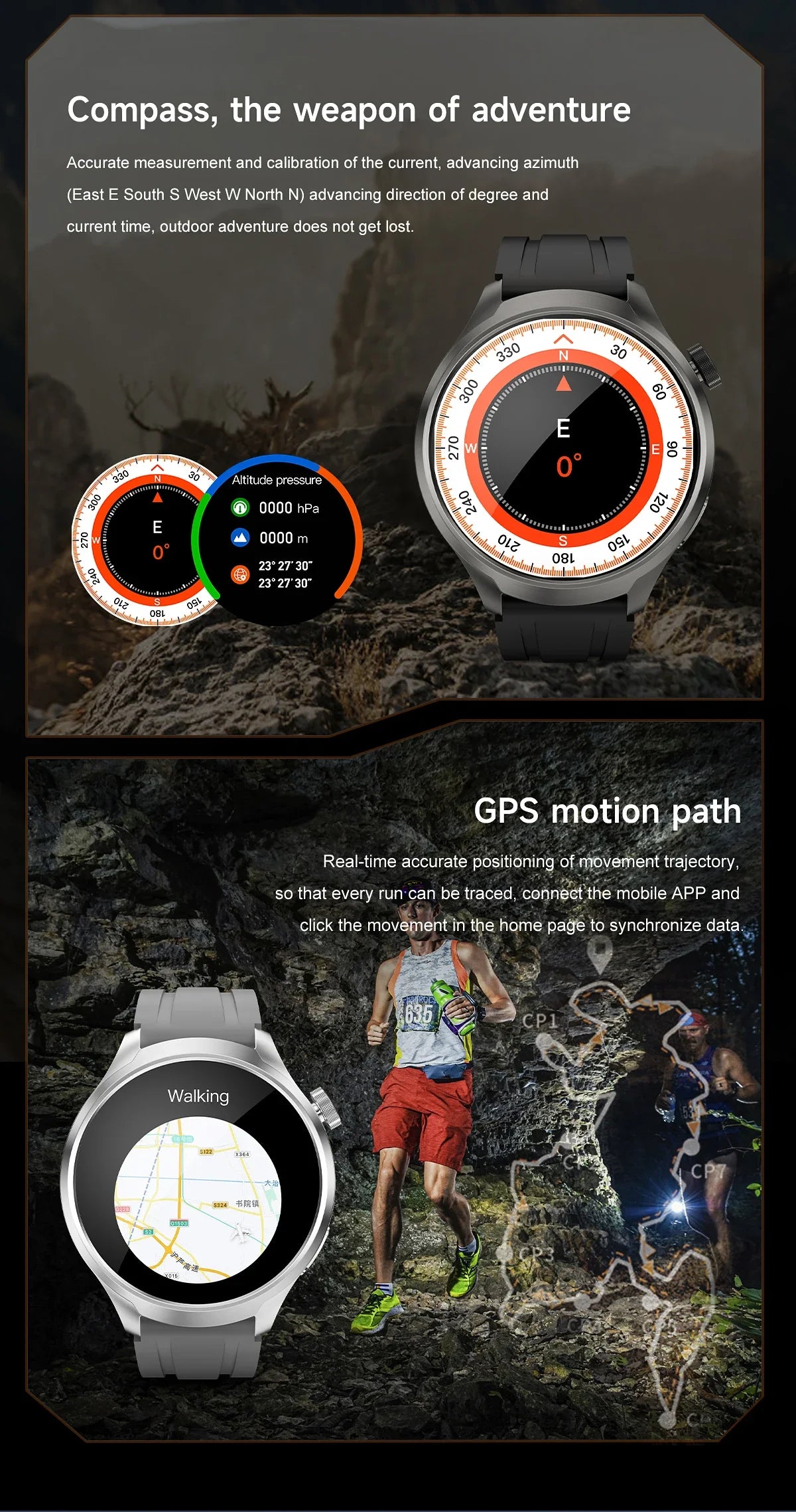 2024 New For HUAWEI GPS Track Sports Smart Watch Men AMOLED Screen NFC Compass Heart rate Waterproof Bluetooth Call Smartwatches