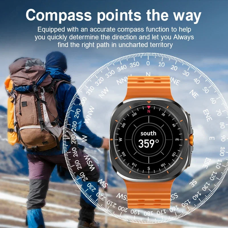 2024 New Smart Watch Men NFC Compass Bluetooth Call Outdoor Sport Watch For Xiaomi Huawei AMOLED Display Digital Smartwatch