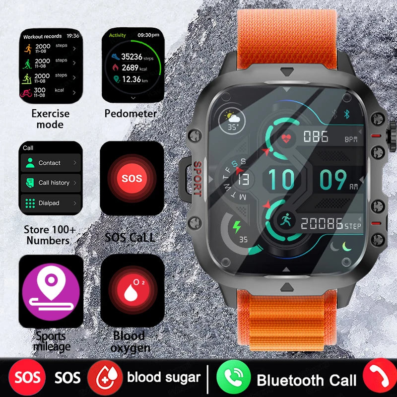 2024 NEW Bluetooth Calling Smart Watch 420mAh Blood Pressure Breathing Exercise SmartWatches 3ATM Waterproof AI Voice Men Watch