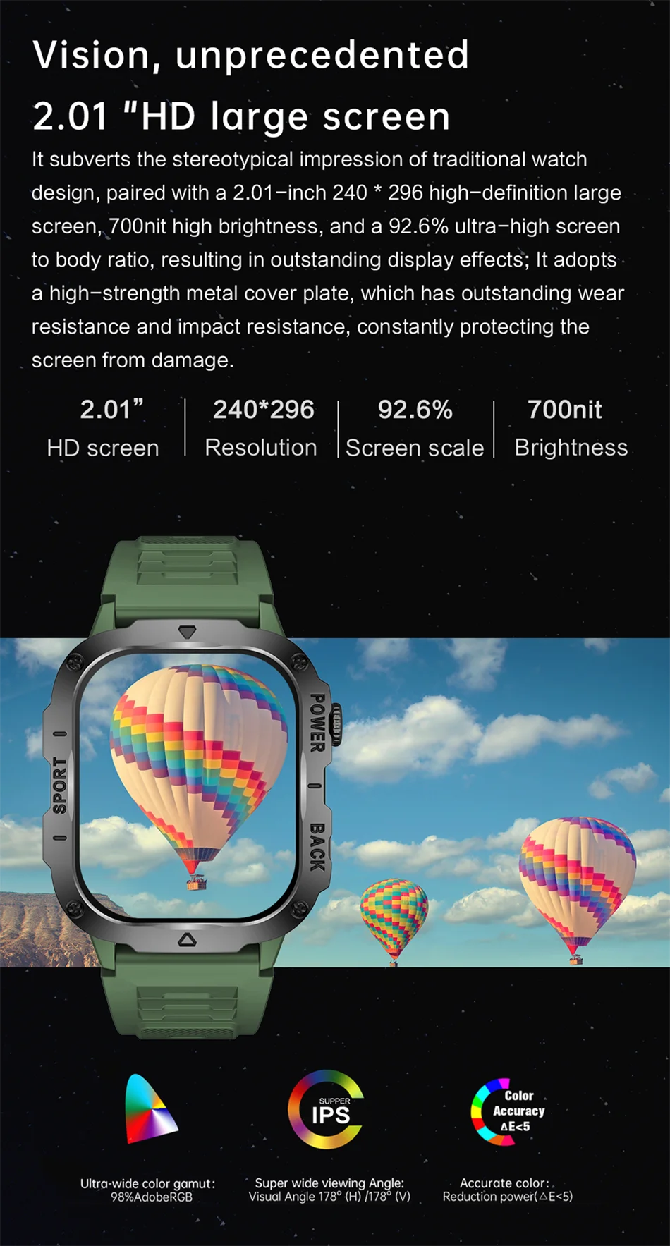 2024 New Military Smart Watch Men 2.01 inch 420mAh Outdoor Sports Fitness Tracker Health Monitor Waterproof BT Call Smartwatch