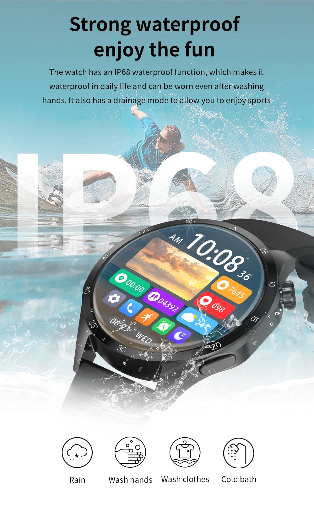 2024 New GPS NFC Smart Watch Men 1.53-inch 360*360AMOLED Screen Bluetooth Call IP68 Waterproof Men Smartwatch