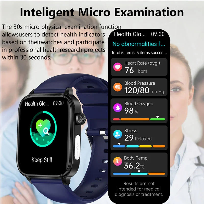 2024 New Medical Grade Smart Watch Women Blood Glucose Lipid Watches AI Diagnostic Health Tracker Bluetooth Call Smartwatch Men