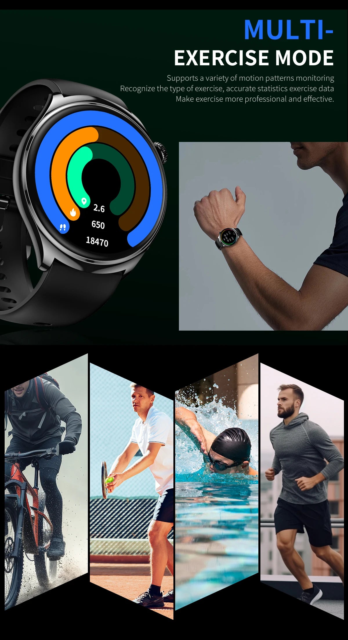 2024 NEW For Android Watch HD4 AMOLED Smart Watch Men 1.43" HD Screen 1GB Local Music Men Waterproof Smartwatch