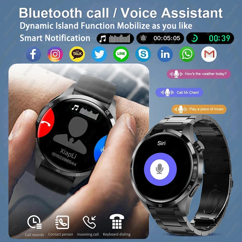 For Huawei Smart Watch Men 2024 New Watch 4 Pro AMOLED HD Screen Bluetooth Call NFC Health Monitoring GPS Tracker Smartwatch