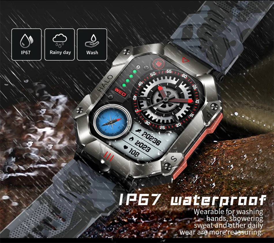 2024 New Military GPS Outdoor Sport Track Smart Watch Men 620mAh Ultra Long Standby Compass Bluetooth Call Waterproof Smartwatch