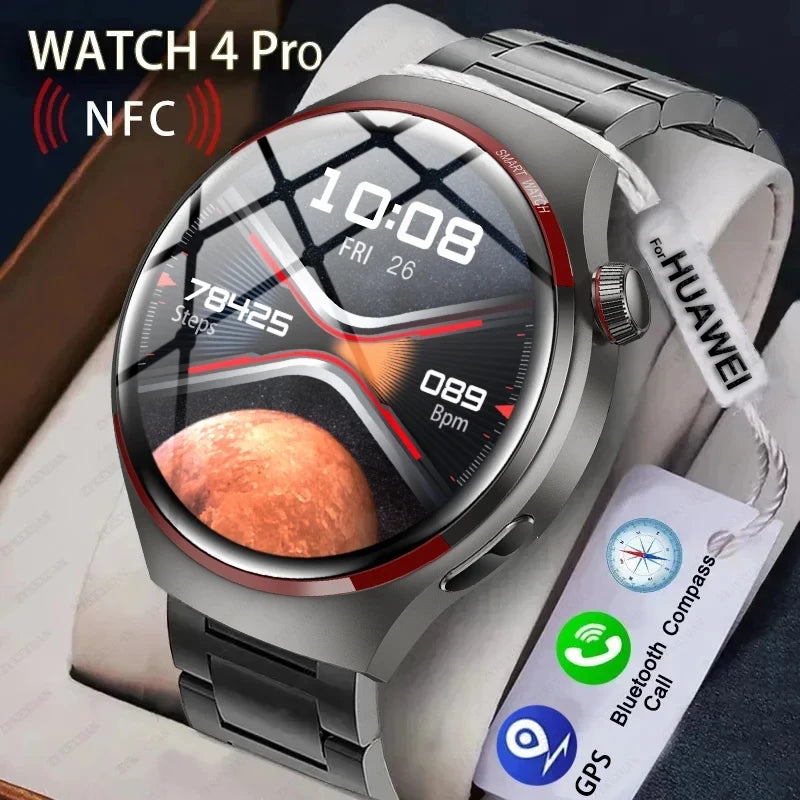 2024 New For Huawei GT4PRO Smart Watch Men Watch 4 AMOLED HD Screen Bluetooth Calling GPS Heart Rate Health Monitor Smart Watch