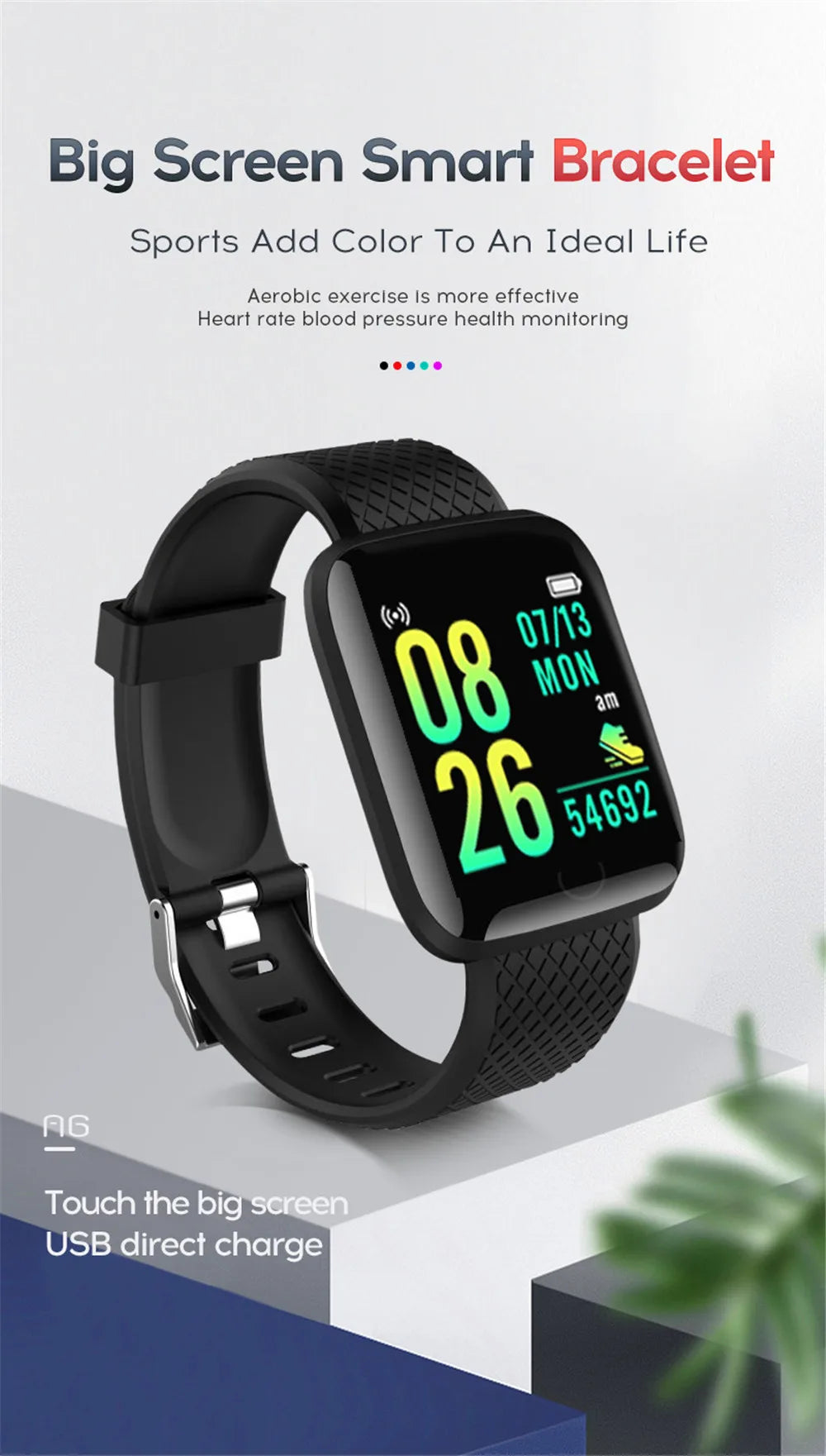 116plu Real Stepcount Smart Watch Multi Function Step Connected Smart Watch For Men And Women Suitable For And Android