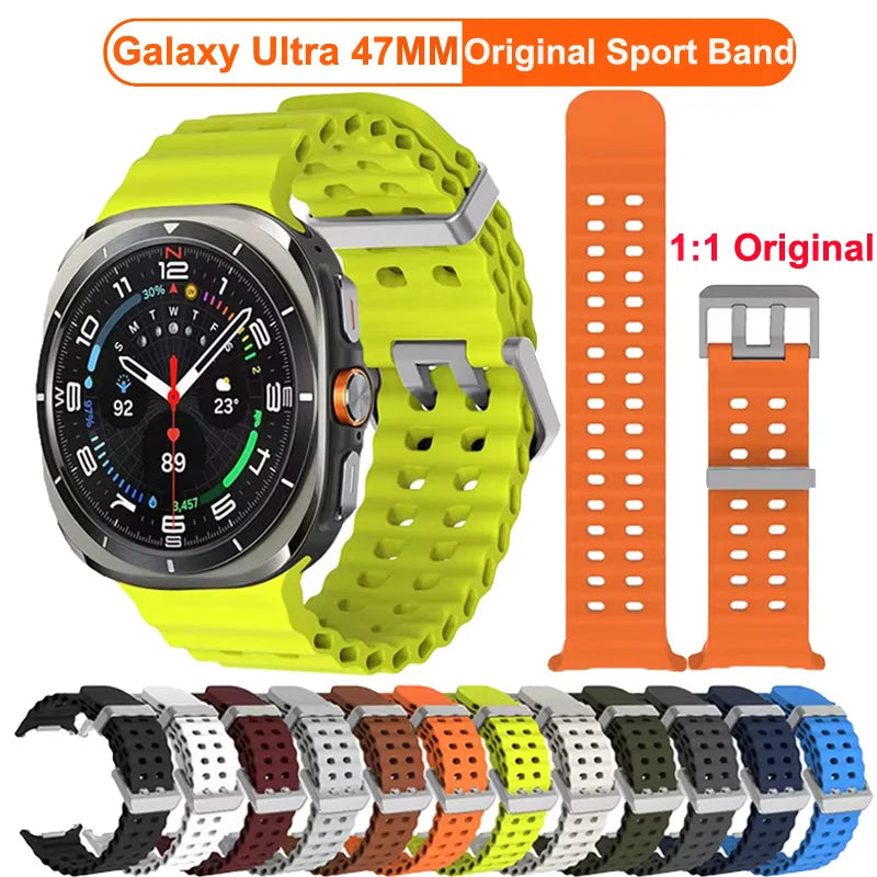 1:1 Marine Band For Samsung Galaxy Watch Ultra 47mm NO Gaps Sports Silicone Strap For Samsung Watch 7 Ultra 47mm Bracelet Correa