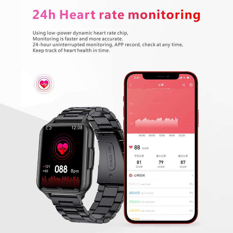 2024  New Smart Watch Body Temperature Flashlight Call Reminder Smartwatch Custom Wallpaper Sports Fitness fashion Watch For Men