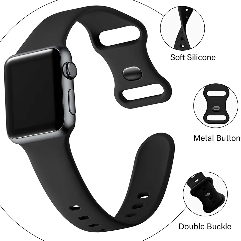 Silicone Strap For Apple Watch Band 45mm 44mm 49mm 41mm 40mm 42mm 38mm Sports Soft bracelet iwatch series 9 8 7 se 3 4 5 6 Ultra