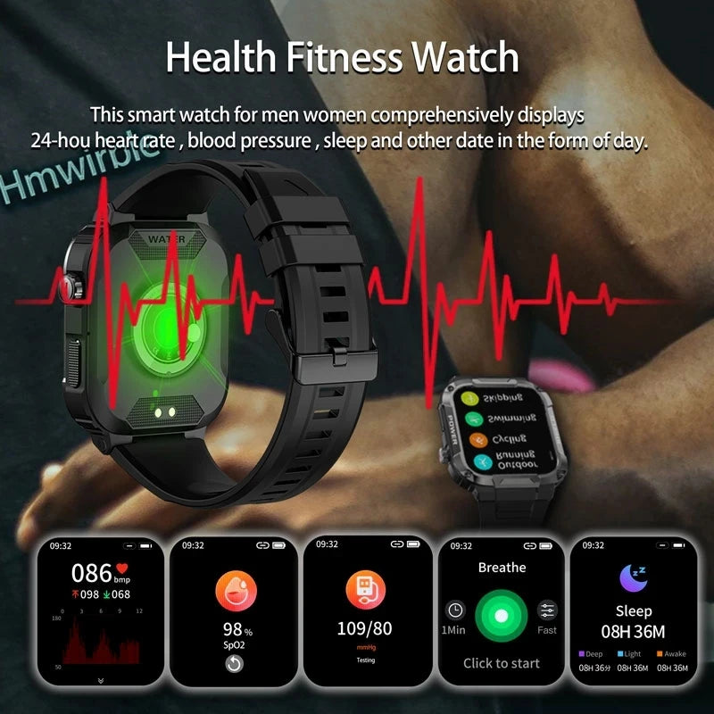 2024 Smart Watch Men 1.85" Bluetooth Call Waterproof 400mAh Blood Pressure AI Voice Outdoor Fitness Tracker Sports Smartwatch