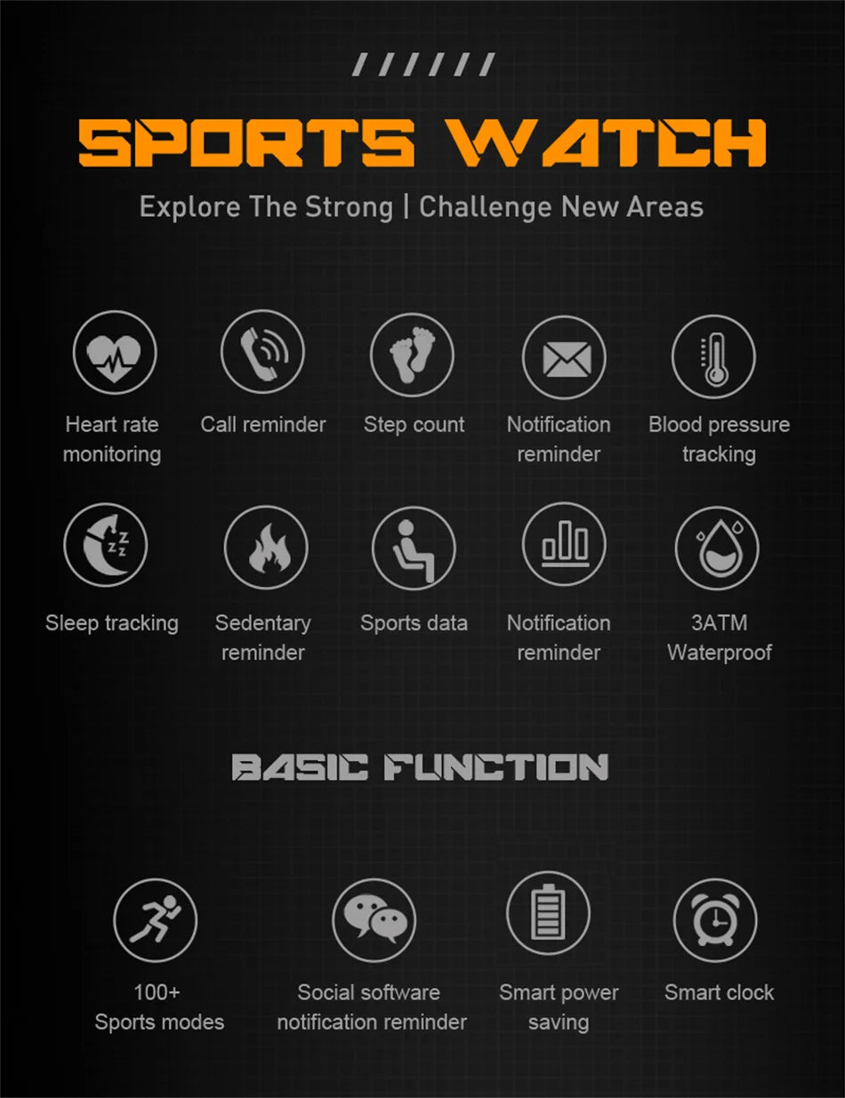 2024 New Military Outdoor 1.9" Smart Watch Men Bluetooth Call 100+ Sport modes Smartwatch IP68 Waterproof For Android iOS Phone