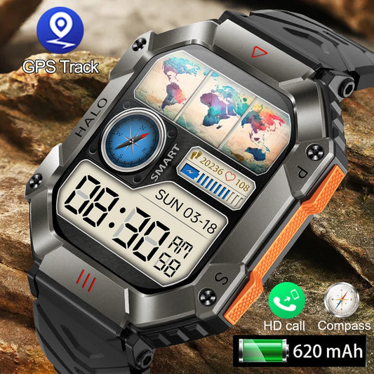 2024 New Military Smart Watch Men GPS Tracker 620mAh Battery Ultra Long Standby Compass Bluetooth Call Outdoor Sports Smartwatch