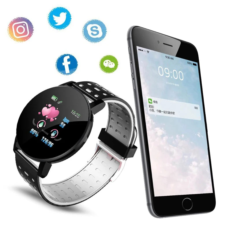 Reloj 119 Plus Smart Watch 2024 Fashion Round Bluetooth Waterproof Sports Tracker Fitness Clock For Android IOS Fit Men Women