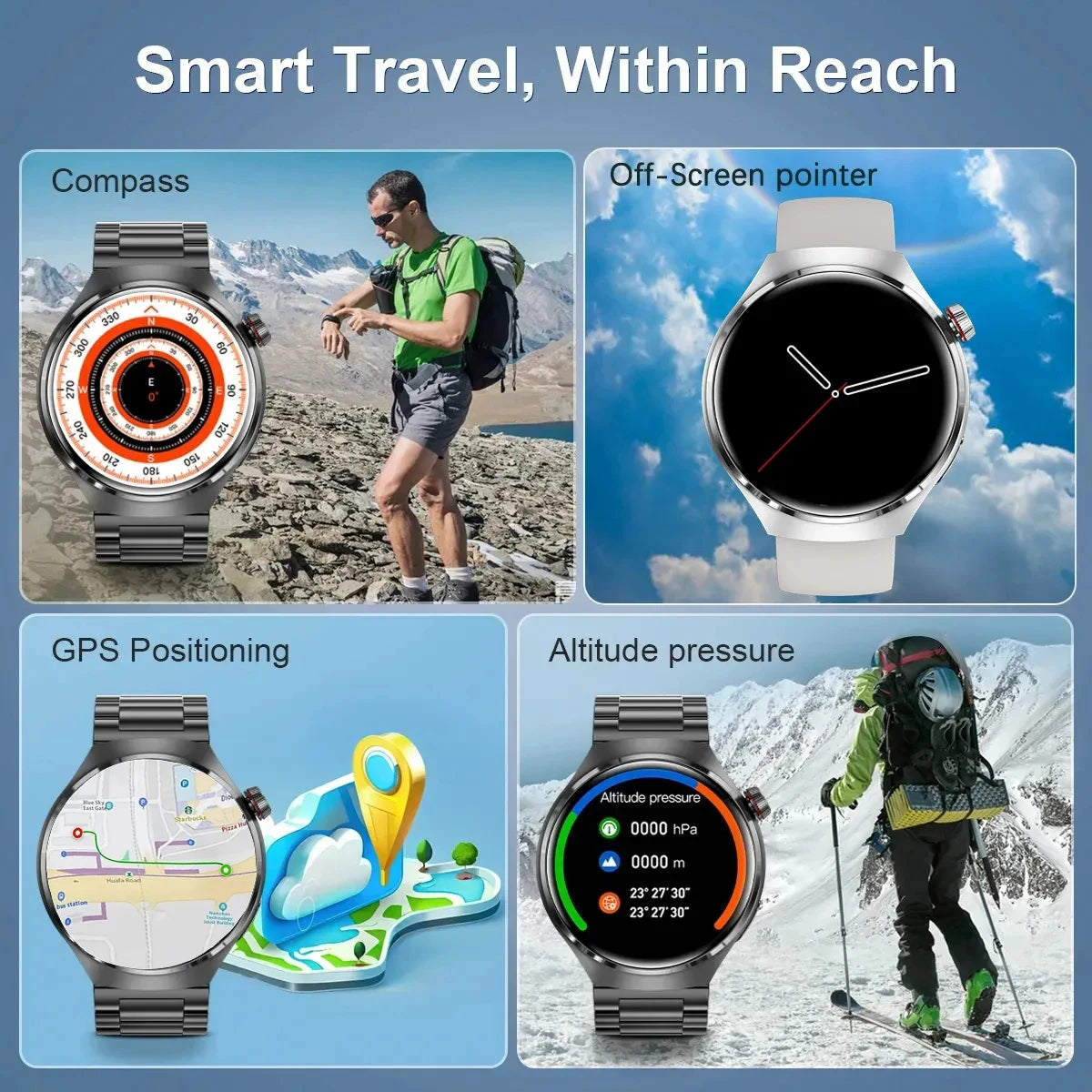 2024 New GPS route tracking NFC men smartwatch 1.53 HD screen heart rate Bluetooth call IP68 waterproof blood glucose smartwatch