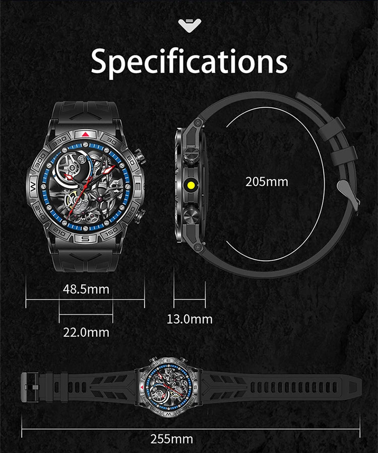 SKMEI 2024 Men Flashlight Smart Watch Compass Sport Waterproof Smartwatch Bluetooth Call Smartwatches 450mAh Battery Wristwatch