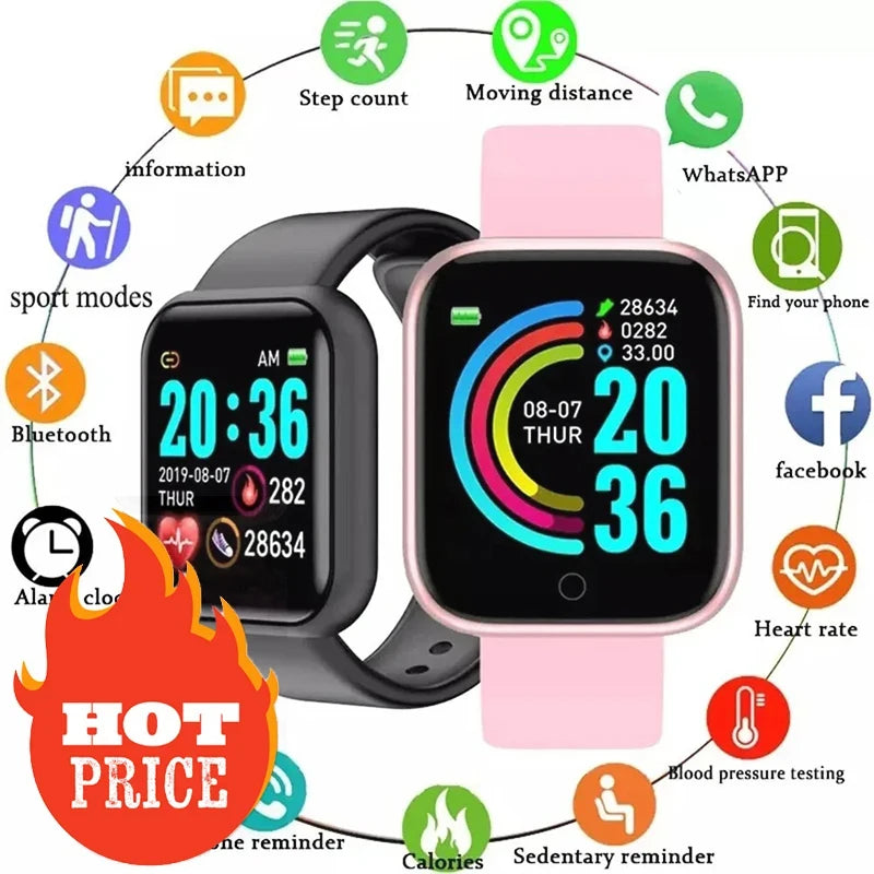 New Y68 Smart Watch D20 Color Screen Step Counting Multi Sport Mode Message Reminder Photography Music Remote Control Smart Band