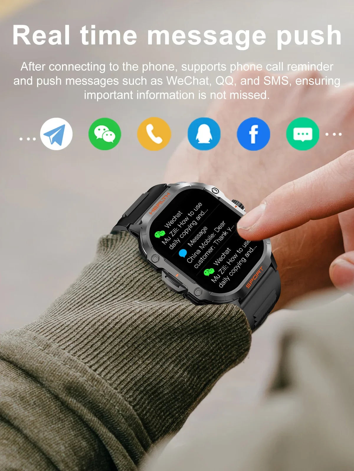 2024 New Men SmartWatch 100+ Sports Modes Bluetooth Call Smart Watch 2.01-inch AMOLED Display Waterproof Outdoor Military Watch