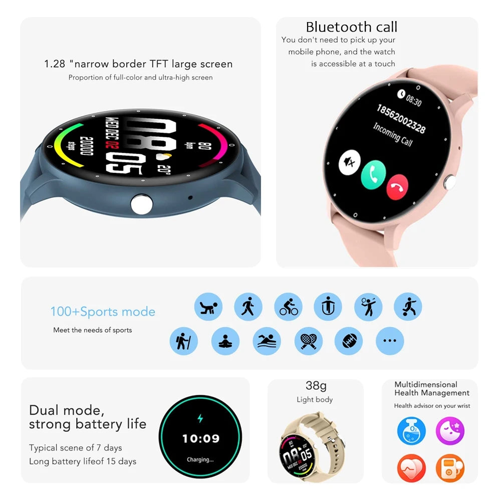 Men Smart Watch Full Touch Screen Sport Fitness Tracker IP68 Waterproof Bluetooth Call Smartwatch for Men Women Smartphone 2024