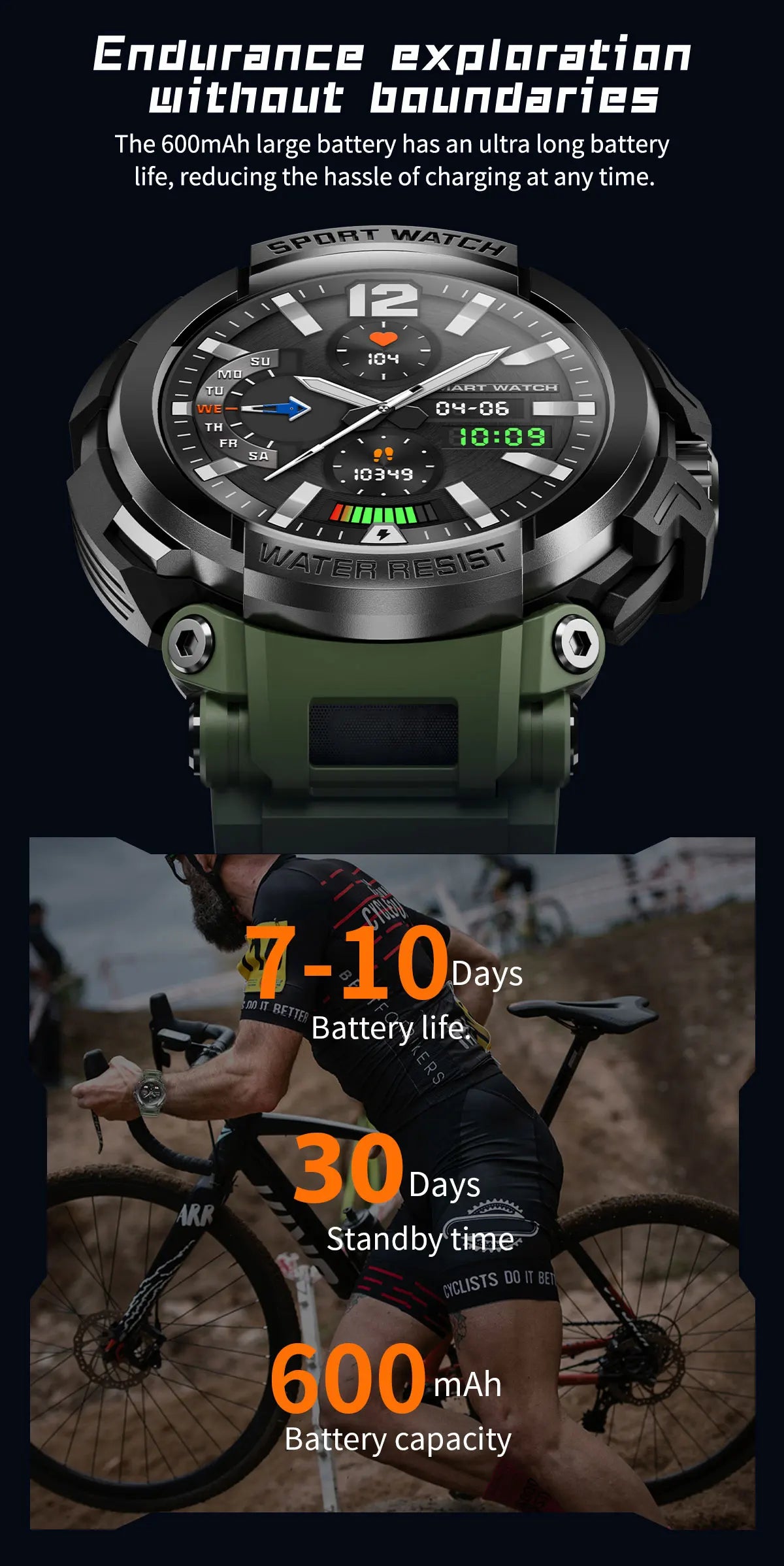 2024 New Outdoor Military Men Smart Watch AMOLED HD Screen Three-proof Durable Sports Tracker Original Bluetooth Call Smartwatch