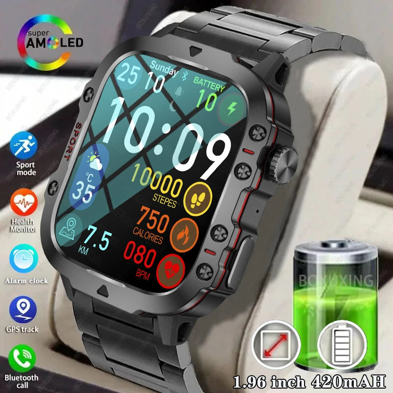 2024 New Rugged Military GPS Smart Watch Men AMOLED HD Screen Heart Rate Bluetooth Call Waterproof Outdoor SmartWatch For Xiaomi