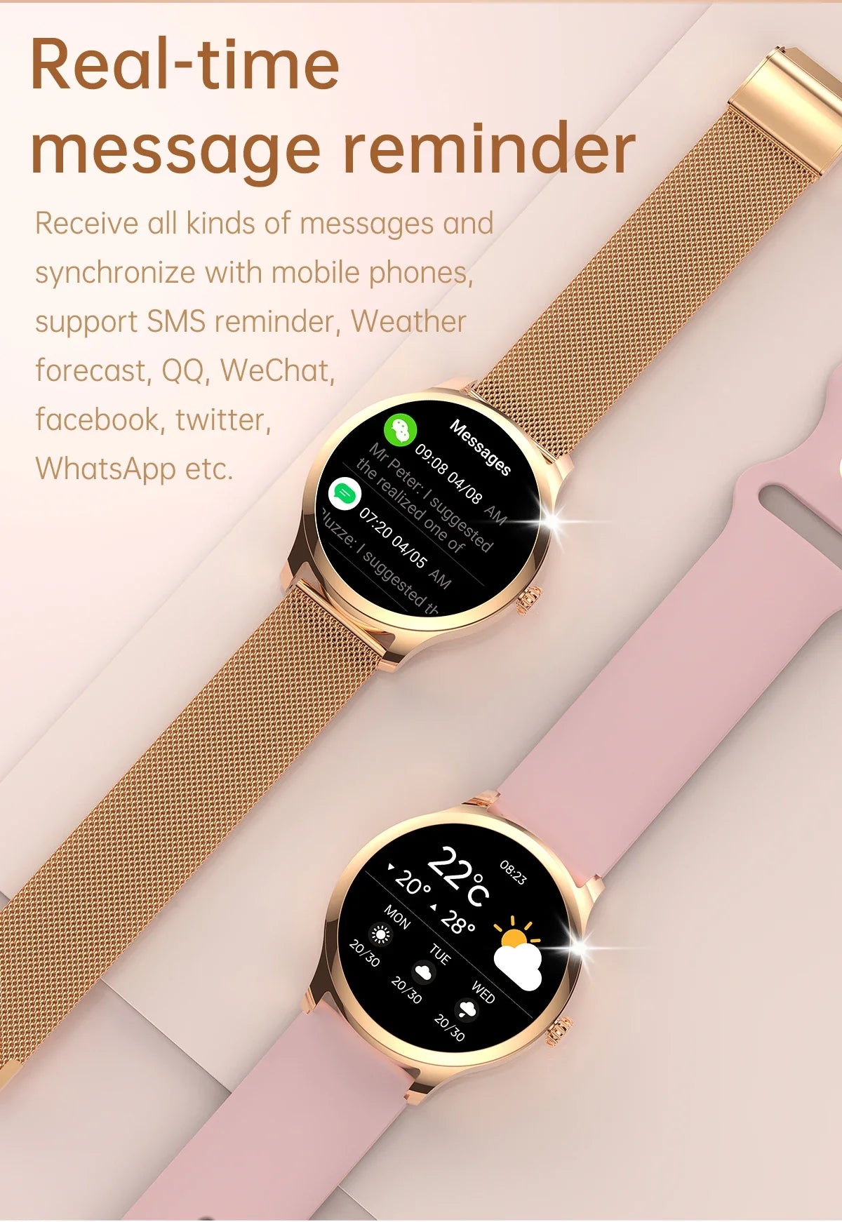 Fashion smart watch 2024 lw92 gold Relojes inteligertes smartwatch for women waterproof Bluetooth dial call full touch screen