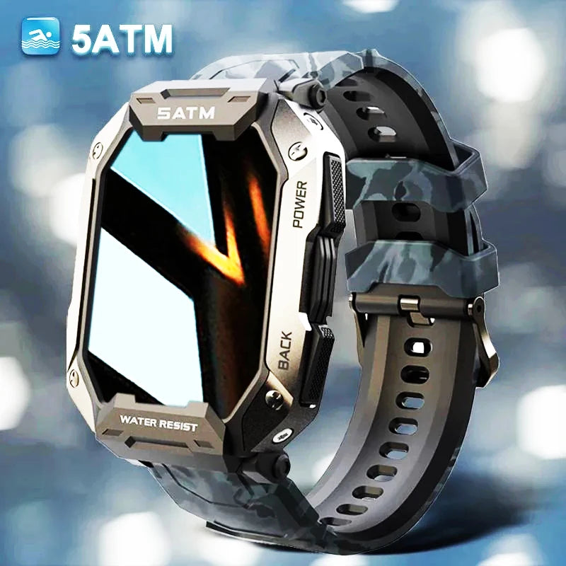 5ATM Waterproof Full Touch Smartwatch Blood Pressure Oxygen Fitness Watch 5 Atm Waterproof Smart Watch Men Military 2024 New