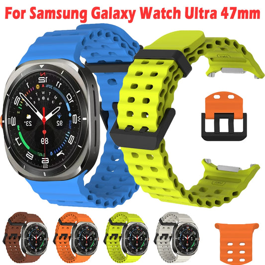 Ocean Band For Samsung Galaxy Watch Ultra 7 47mm Silicone Sport Bracelet For Galaxy Watch Ultra 47mm Replaceable Watchband