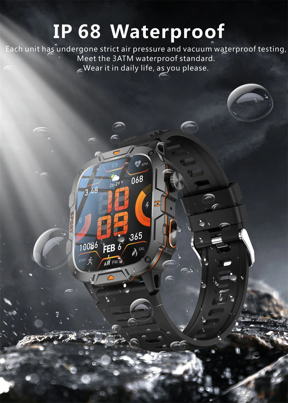 2024 Outdoors Smart Watch Men With LED Flashlight Bluetooth calling 1.96"HD Waterproof Watch Sleep monitoring Smartwatch Man New