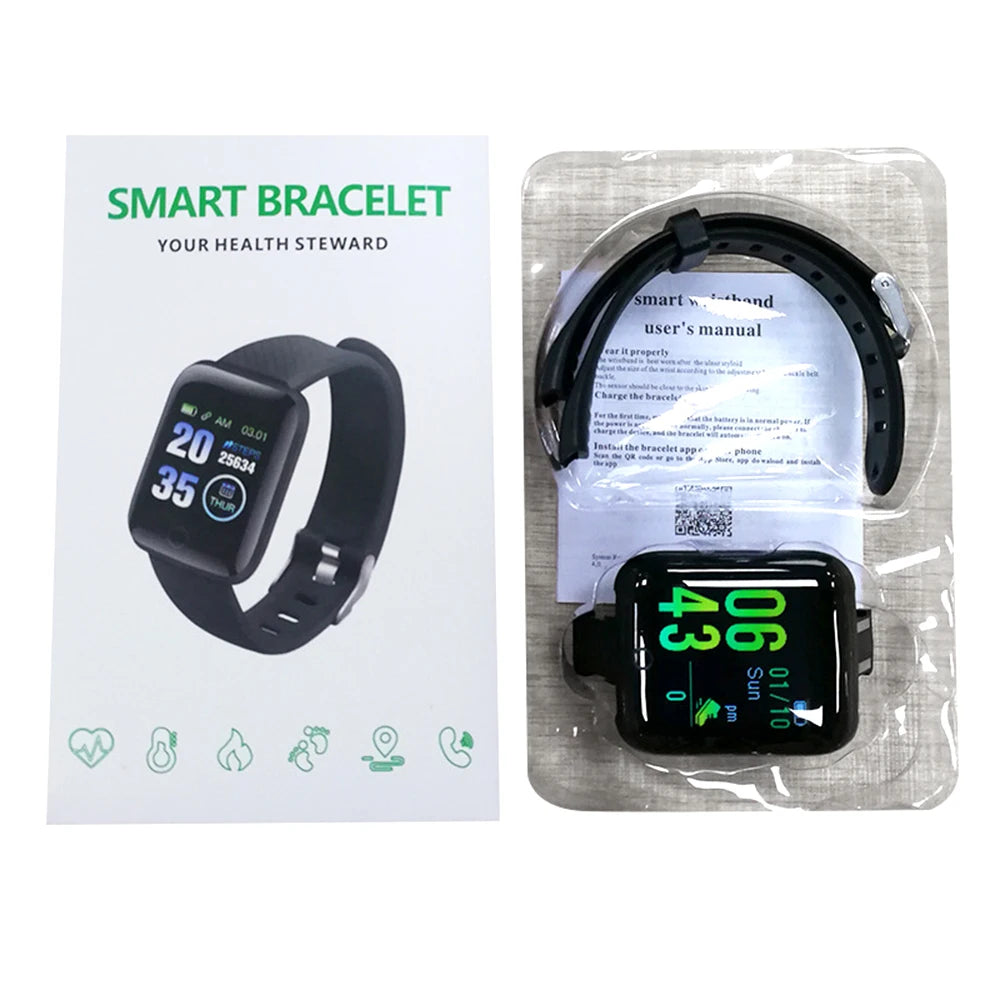 116plus Waterproof Smart Watch Smart Bracelet Step Counting Multi Sport Mode Message Reminder Heart Rate Monitor Blood Pressure