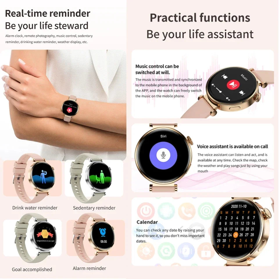 2024 New for Huawei Watch 4 Mini Smart Watch Women Watch AMOLED HD Screen Sports Tracker Blood Sugar Bluetooth Call smart watchs