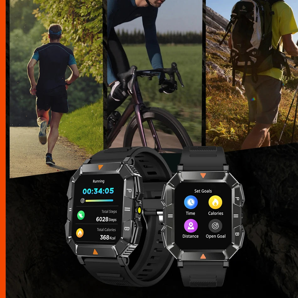 2024 New GPS Track Smartwatch Men Outdoor LED Light 1.83 Inch Screen Waterproof Heart Rate Fitness Bluetooth Call Smart Watch