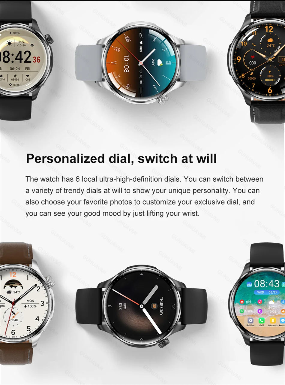 Men Smart Watch AMOLED Bletooth Call NFC Compass GPS Track Sport Watch Blood Sugar Women Smartwatch For Apple Samsung 2024 Man