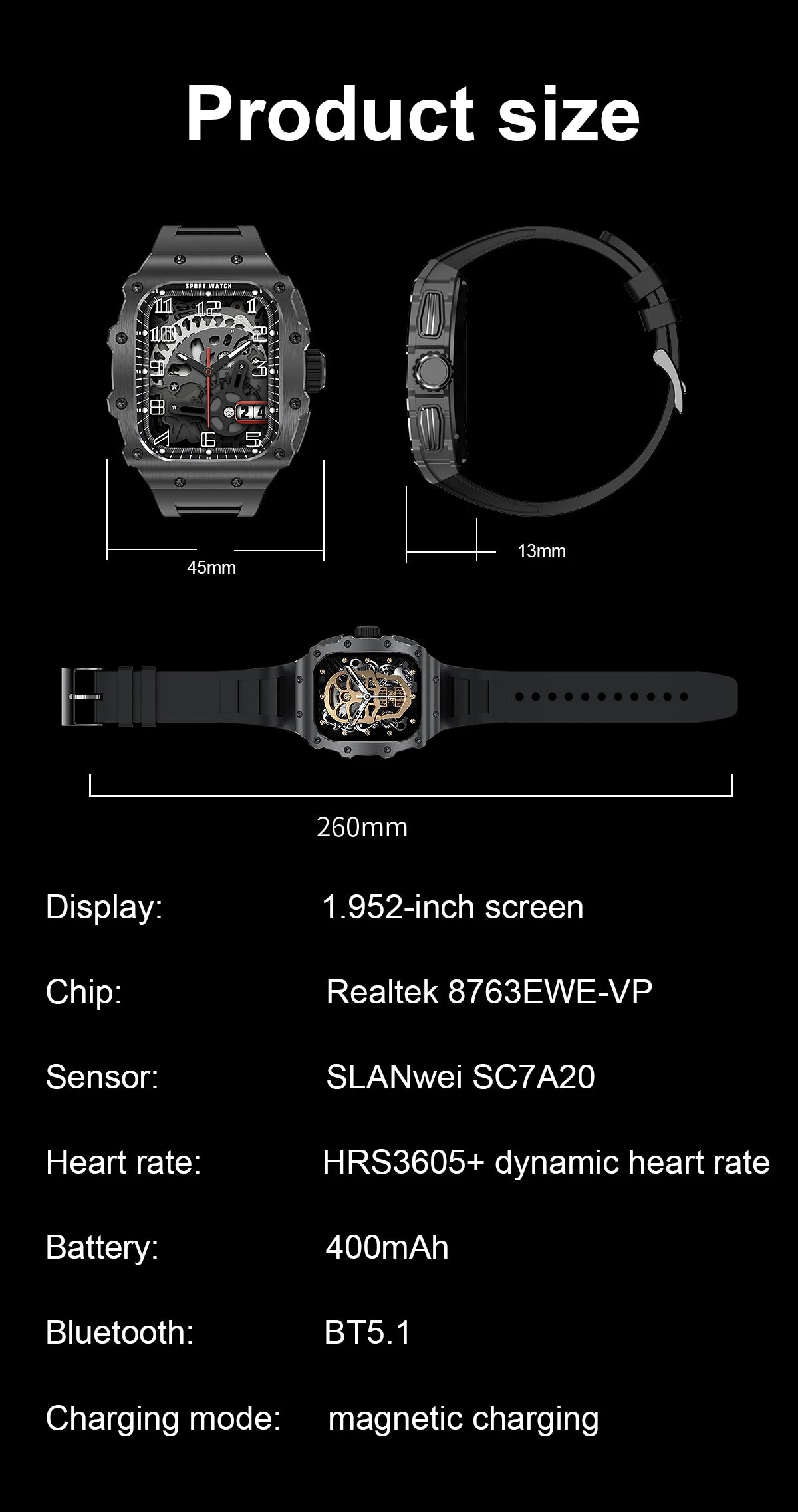 VWAR TANK M3 Pro Smart Watch Men AMOLED AOD Bluetooth Call Men's Sport Smartwatch IP68 Waterproof for Android IOS Business Clock