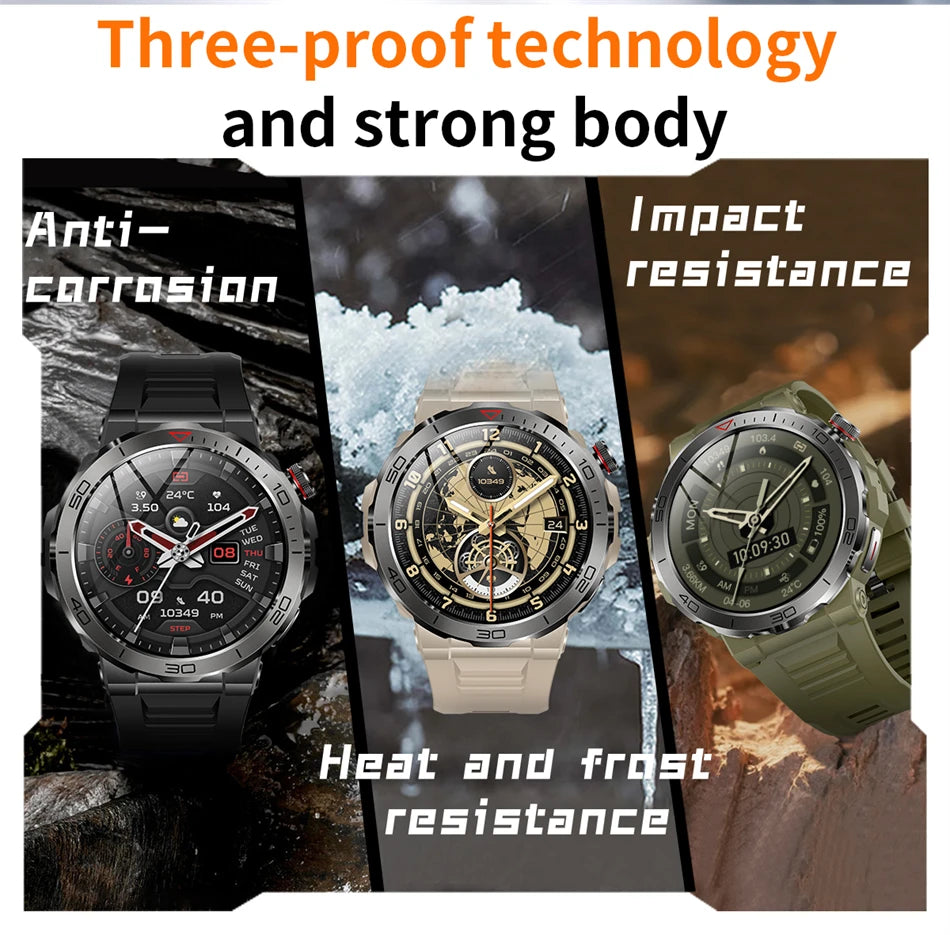 LIGE Men Smart Watch Compass Military IP68 Waterproof Watches Bluetooth Call Health Monitoring Outdoor Sport Smartwatch 2024 New