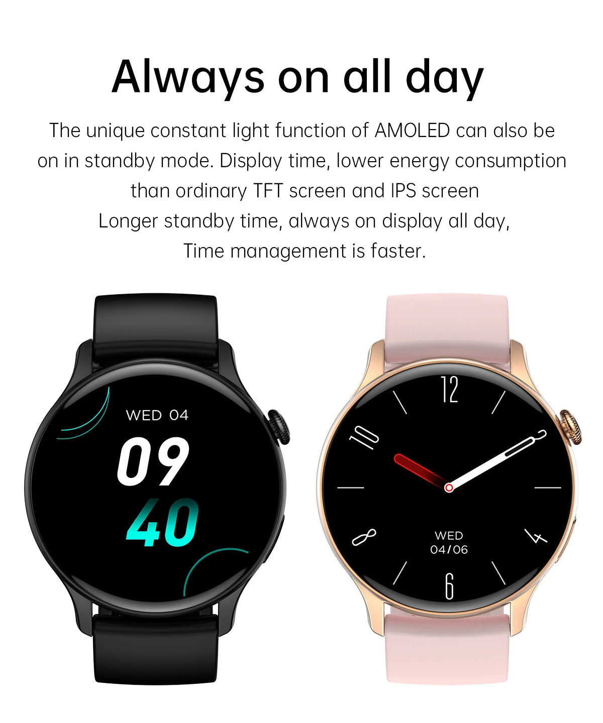 2024 AMOLED Smart Watch Always on display Men Women NFC Waterproof Fitness Tracker Bluetooth Call Smartwatch Heart Rate Monitor