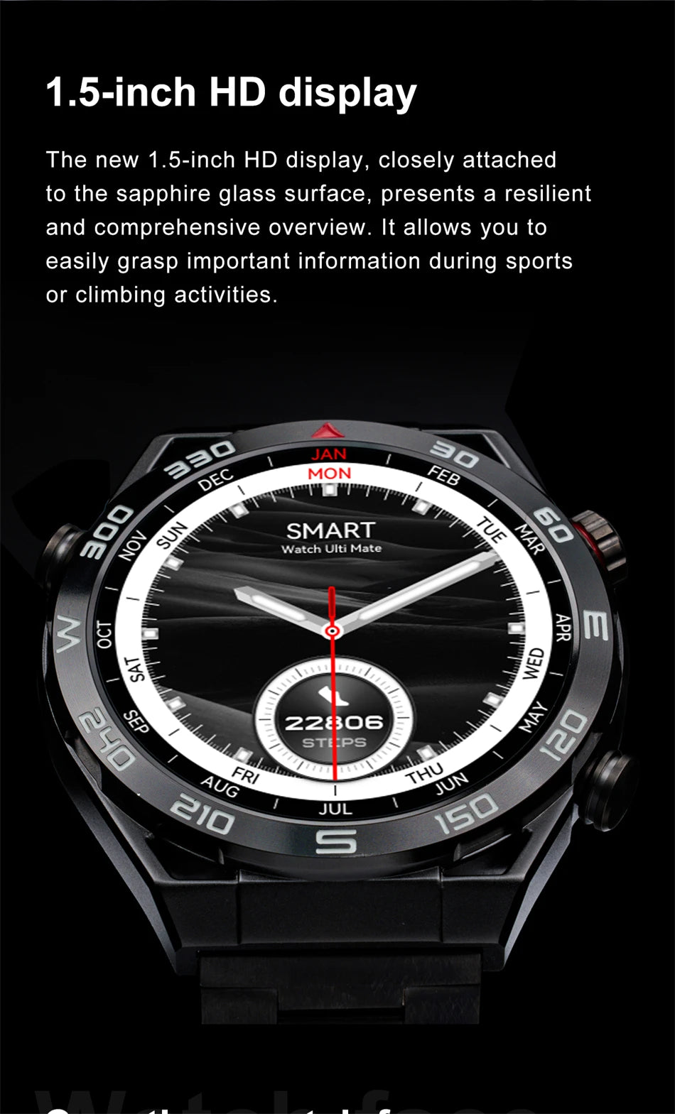 2024 New Sports Ultimate Smart Watch Men For IOS ECG Voice Call Compass NFC Smartwatch Support GPS Track IP68 Waterproof Watches