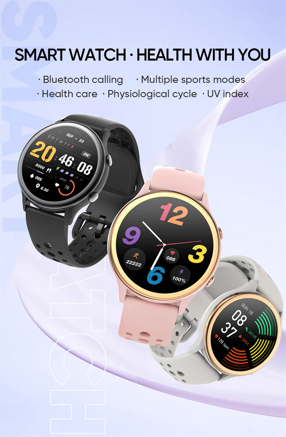 2024 Fashion Bluetooth Call Smart Watch Women 1.27 inch Heart Rate Blood Oxygen 100+Sports Waterproof Men Smartwatch For Xiaomi