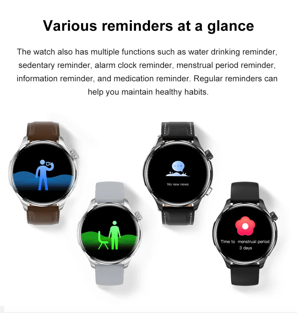 2024 New Watch GT4  AMOLED Screen Smart Watch Men Blood Sugar Bluetooth Call GPS Sport Tracker IP68 Waterproof Women Smartwatch