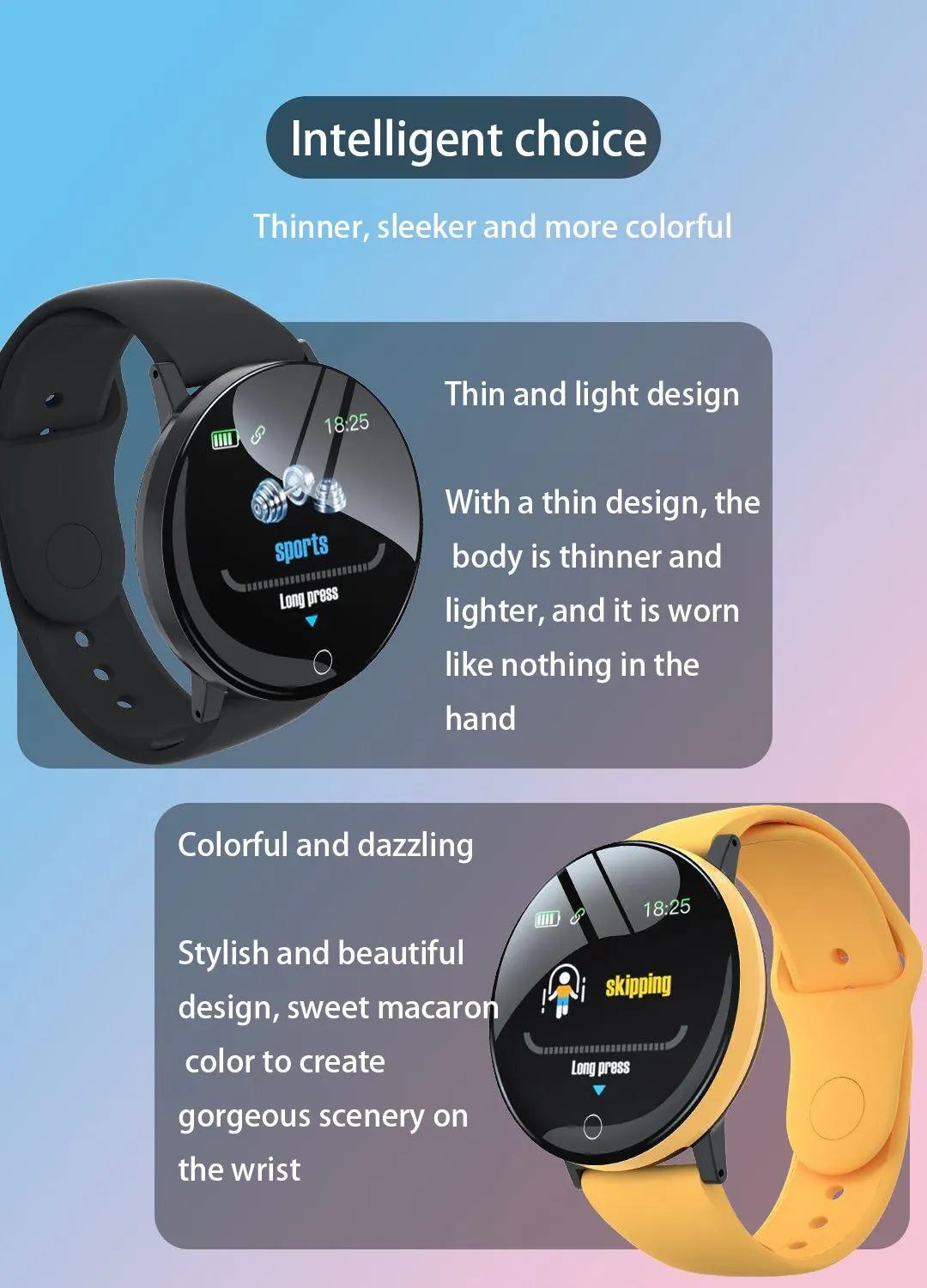 2024 New D18 Multifunctional Smart Watch Men & Women Bluetooth Connected Phone Music Fitness Sports Bracelet Sleep Monitor watch