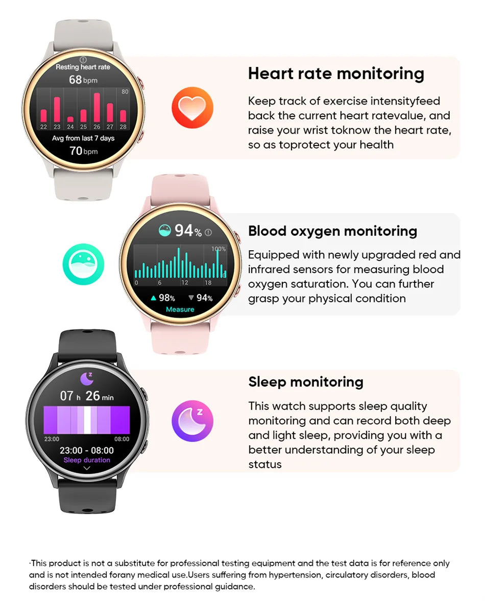 2024 Fashion Bluetooth Call Smart Watch Women 1.27 inch Heart Rate Blood Oxygen 100+Sports Waterproof Men Smartwatch For Xiaomi