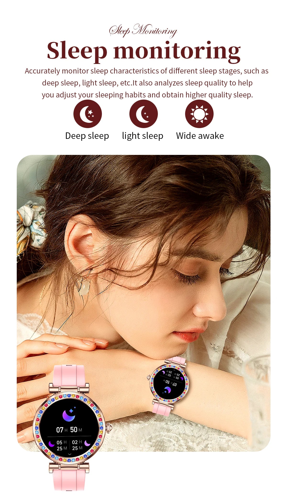 LIGE Pretty Colored-diamonds Smart Watch Woman 2024 Bluetooth Call Waterproof Smartwatch Women Custom Watch Face Ladies Watches