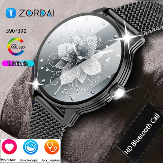 Zordai OD9 Women Smart Watch NFC AMOLED Screen Bluetooth Call Lady Clock Musci Sport Watch IP68 Waterproof Smartwatch Women 2024