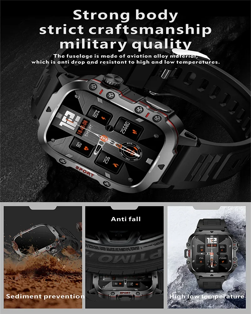 2024 New Smart Watch Men Rugged GPS Sport Tracker 420 Mah IP68 Waterproof 24-Hour Health Monitoring HD Bluetooth Call smartwatch