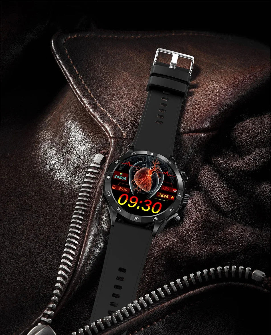 2024 New Blood Sugar Smart Watch Health Blood Lipid Uric Acid Monitor Sports Watch Smart ECG+PPG Bluetooth Call Smartwatch Mens