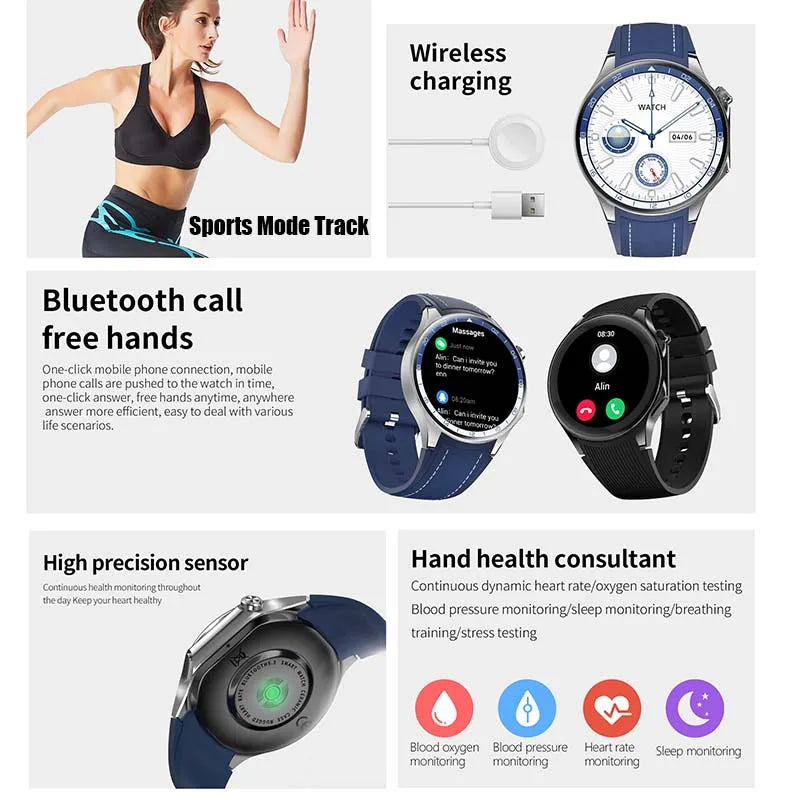 2024 New For Huawei Xiaomi GT4 Pro Men Smartwatch 1.43" 466*466 AMOLED HD Screen Blutooth Call GPS Track Compass Men Smartwatch