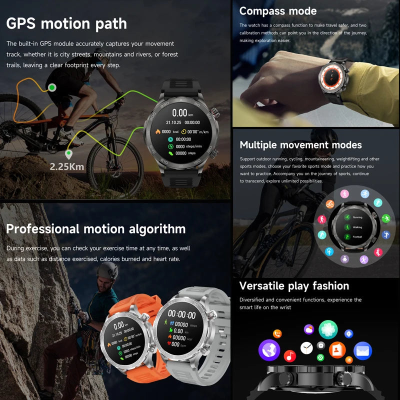 2024 For Xiaomi Rugged Military Smart Watch Men GPS track Compass NFC AMOLED Screen Bluetooth Call Waterproof Outdoor SmartWatch