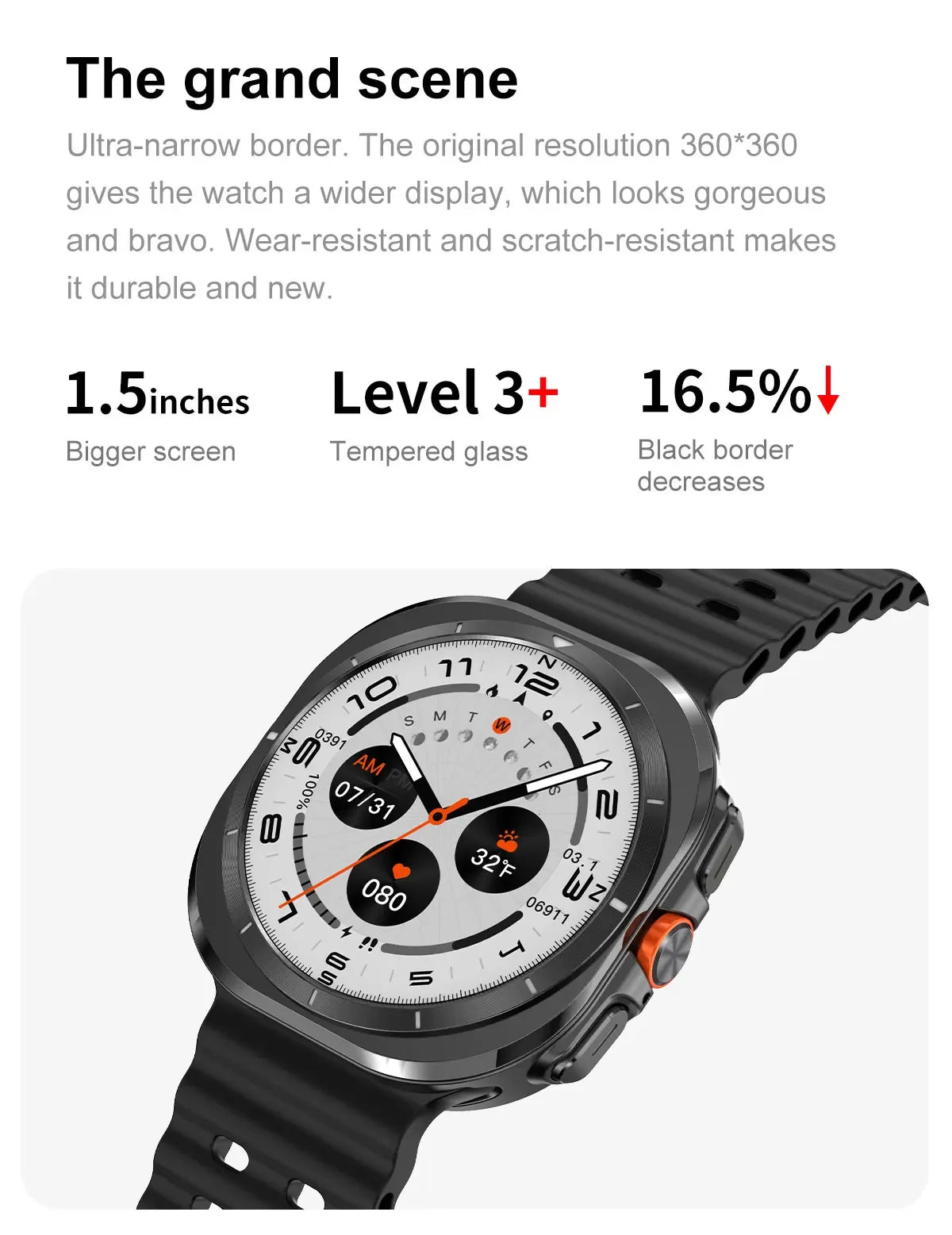 2024 DT Watch Ultra Men Women Sport Smart Watch USB Mode Photo Album Local Music NFC Compass Smartwatch for Samsung Android IOS