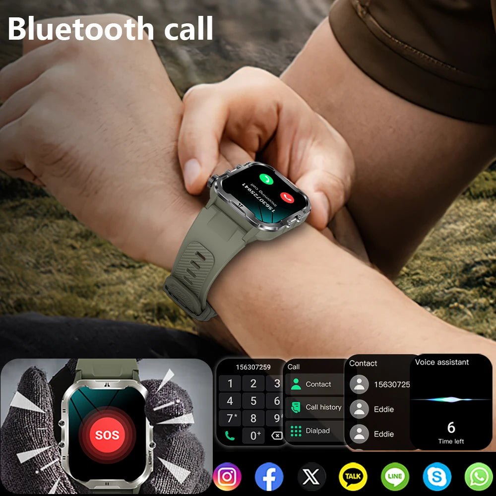 For Huawei Xiaomi Sports Smart Watch Men HD Display Heart Rate Fitness GPSTracker Waterproof LED Flashlight Call Smartwatch 2024